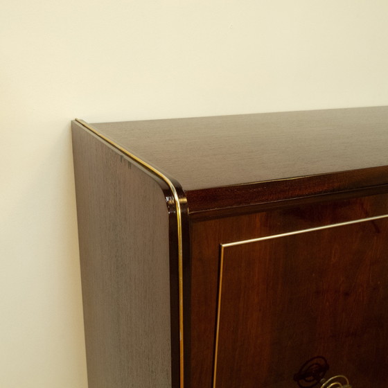 Image 1 of Mirrored bar cabinet with polished diamond pattern, 1950s