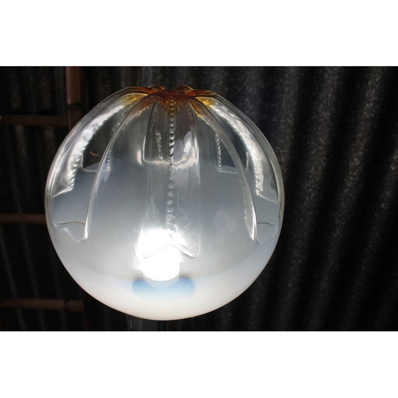 Image 1 of Lampada da terra vintage cromata in vetro di Murano per Mazzega, 1970