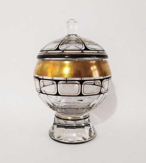 Carl Goldberg Haida Art-Deco Faceted Crystal Bonbonier 1920