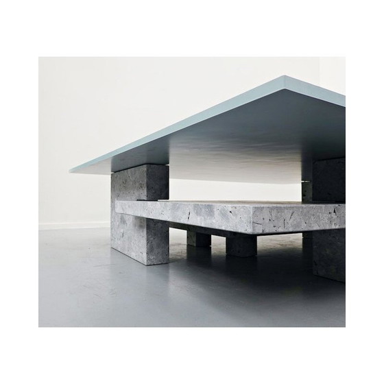 Image 1 of Vintage coffee table in ceppo di gre and glass top by Iceberg architecture studio