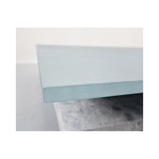 Image 1 of Vintage coffee table in ceppo di gre and glass top by Iceberg architecture studio