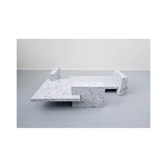 Image 1 of Vintage coffee table in ceppo di gre and glass top by Iceberg architecture studio