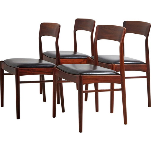 Set of 4 vintage model 26 rosewood dining chair by Henning Kjærnulf for Korup Stolefabrik, 1960s