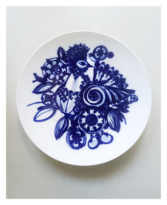 Image 1 of Rosenthal Large White Blue Plate by Björn Wiinblad