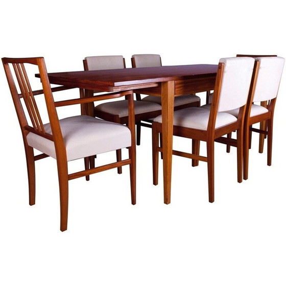 Image 1 of Set of dining table and 6 chairs in tulipwood, Gordon RUSSELL - 1960s