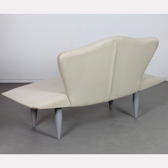 Image 1 of Vintage leatherette sofa with painted wood legs, 1980