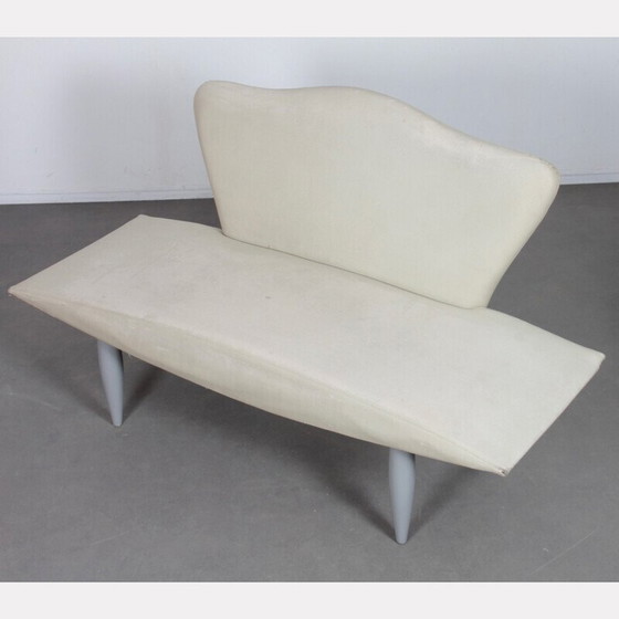 Image 1 of Vintage leatherette sofa with painted wood legs, 1980
