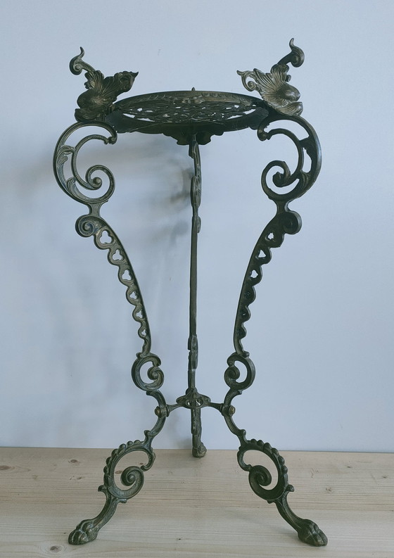 Image 1 of Art Nouveau Style Side Table Plant Table (Brass/Bronze)