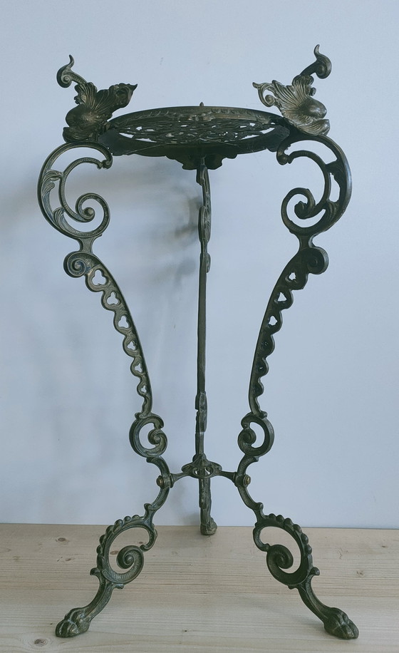 Image 1 of Art Nouveau Style Side Table Plant Table (Brass/Bronze)