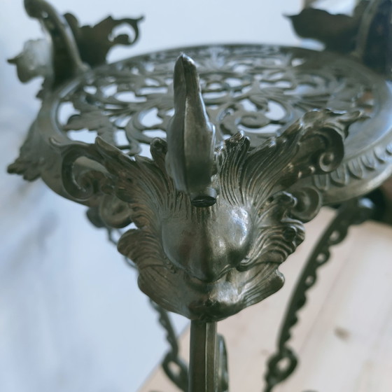 Image 1 of Art Nouveau Style Side Table Plant Table (Brass/Bronze)