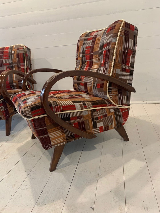 Image 1 of 2x Jindrich Halabala lounge chair - red brown