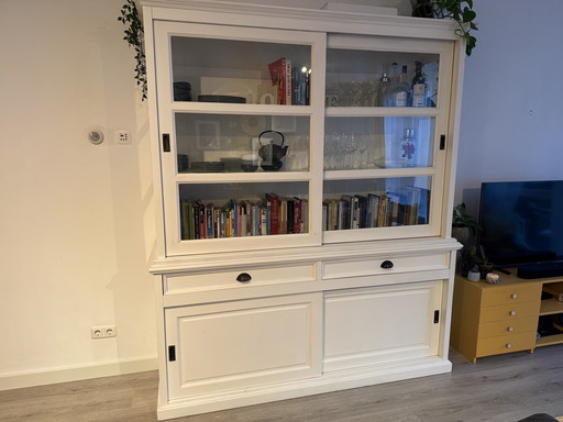 Country Cream White Display Case/ Buffet Cupboard Henders & Hazel