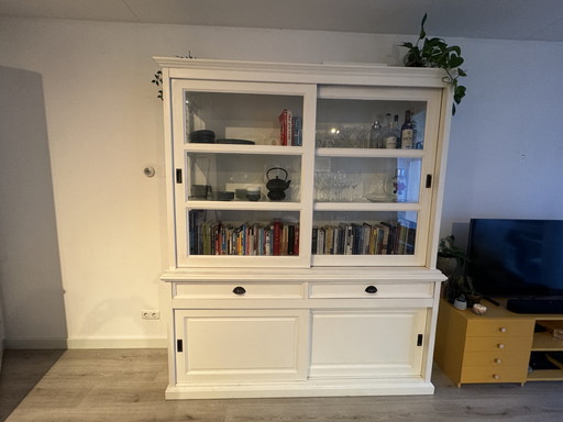 Country Cream White Display Case/ Buffet Cupboard Henders & Hazel