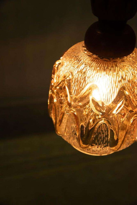 Image 1 of Brutalist glass pendant lights 70s, vintage Swedish pendant