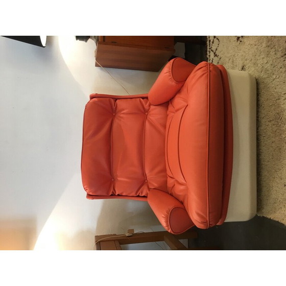Image 1 of vintage "Orchid" armchair in fiberglass and orange skai by Michel Cadestin for Airborne