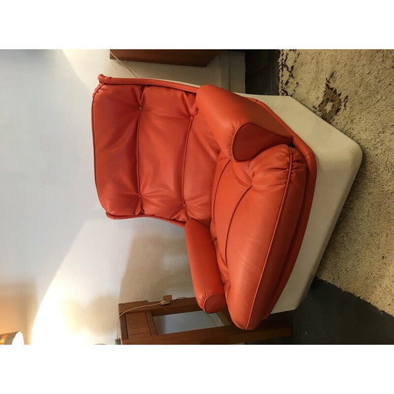 Image 1 of vintage "Orchid" armchair in fiberglass and orange skai by Michel Cadestin for Airborne