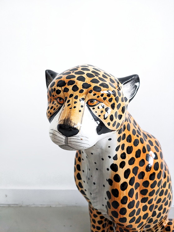 Image 1 of Ceramic Cheetah Statue 1970's