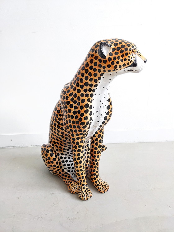 Image 1 of Ceramic Cheetah Statue 1970's