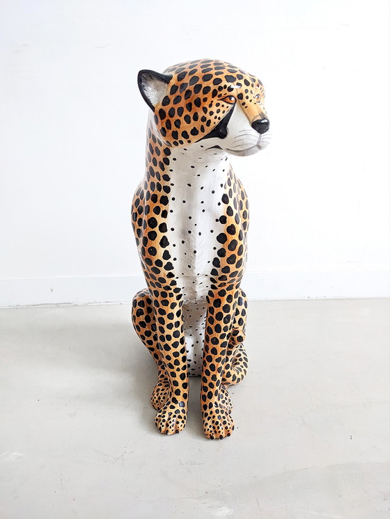 Image 1 of Ceramic Cheetah Statue 1970's