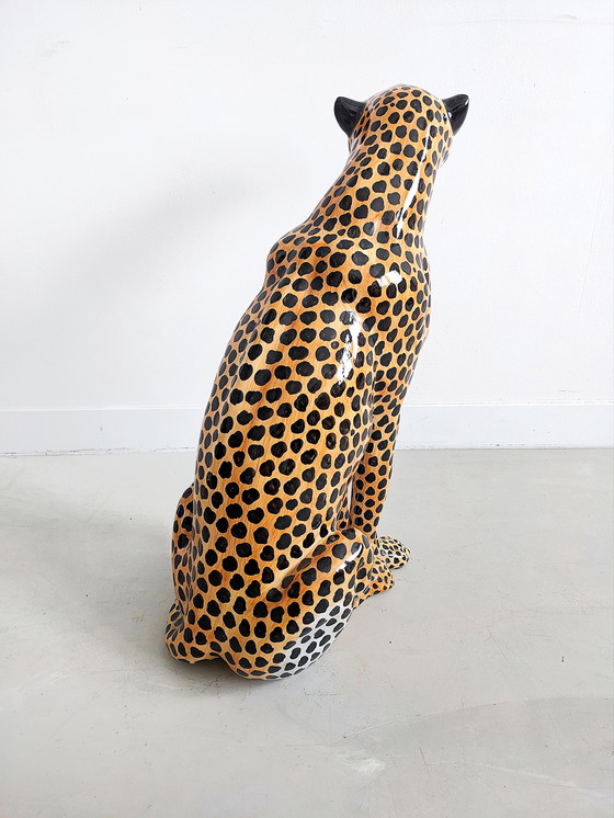 Image 1 of Ceramic Cheetah Statue 1970's