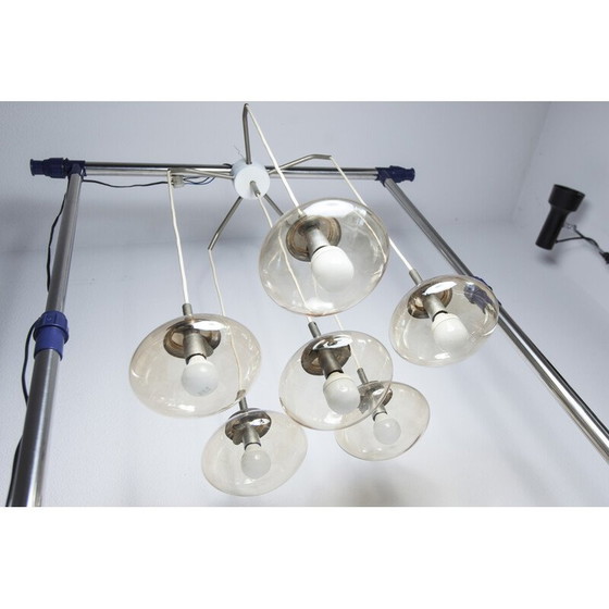 Image 1 of Vintage waterfall chandelier in smoked glass with 6 water drops, 1960