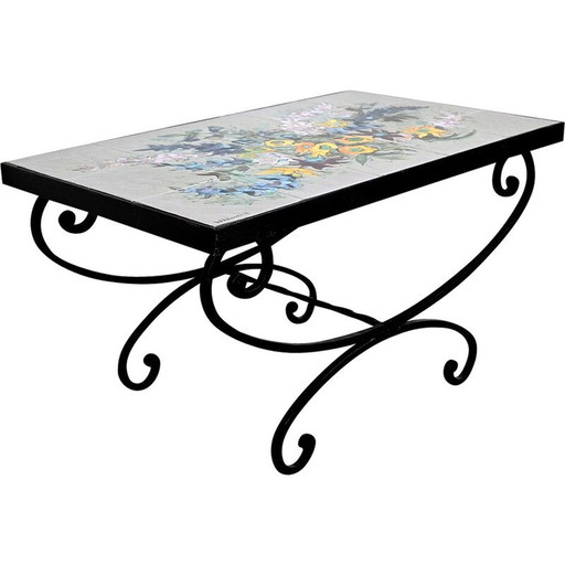 Vintage wrought iron coffee table by Isabelle Delcourt, 1960