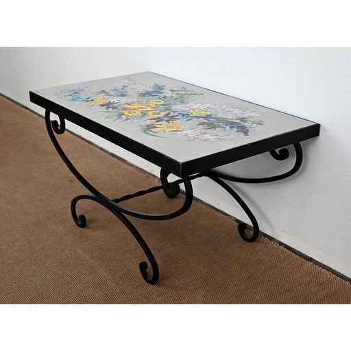 Vintage wrought iron coffee table by Isabelle Delcourt, 1960