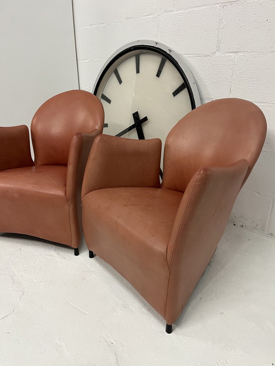 Image 1 of Set Of 2 Postmodern Leather Armchairs