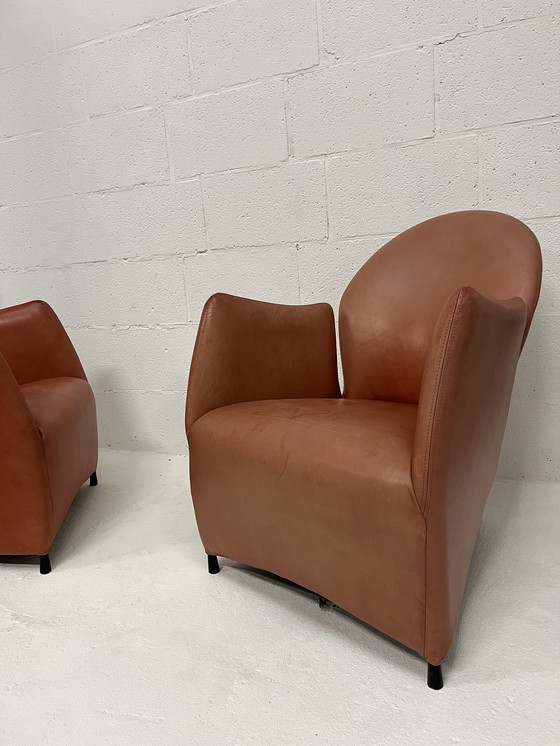 Image 1 of Set Of 2 Postmodern Leather Armchairs