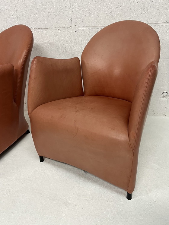 Image 1 of Set Of 2 Postmodern Leather Armchairs