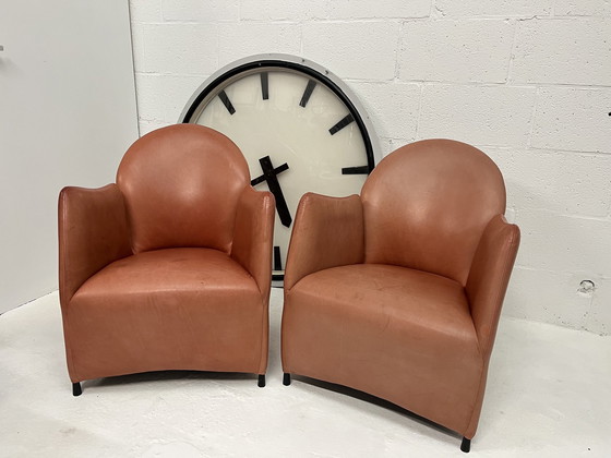 Image 1 of Set Of 2 Postmodern Leather Armchairs