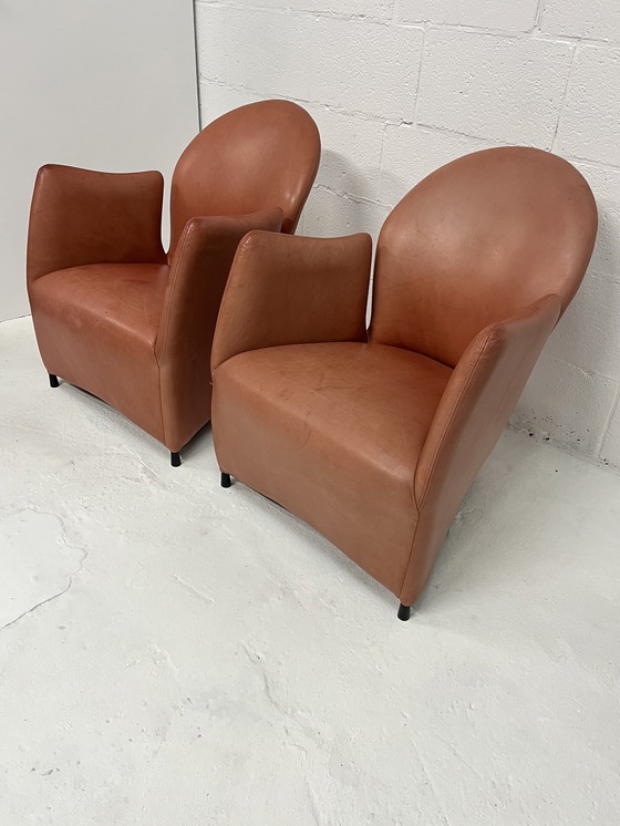 Image 1 of Set Of 2 Postmodern Leather Armchairs