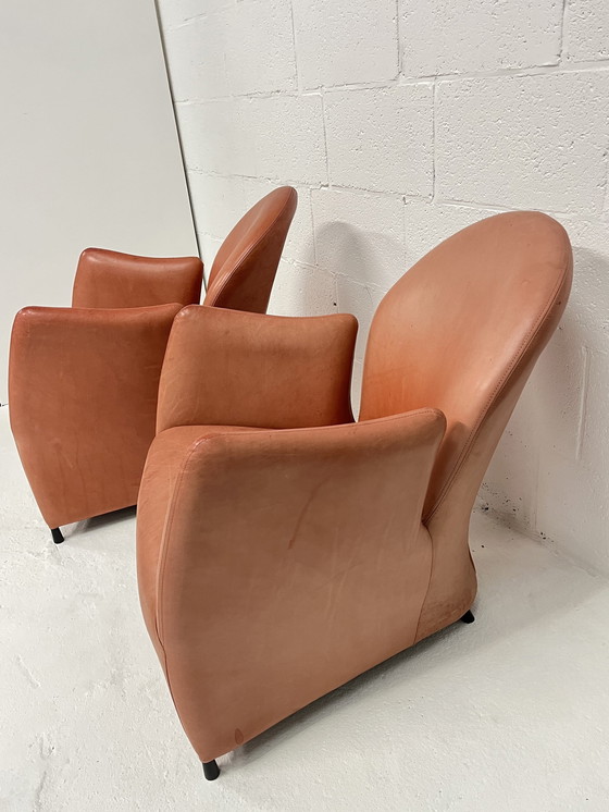 Image 1 of Set Of 2 Postmodern Leather Armchairs