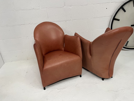 Image 1 of Set Of 2 Postmodern Leather Armchairs