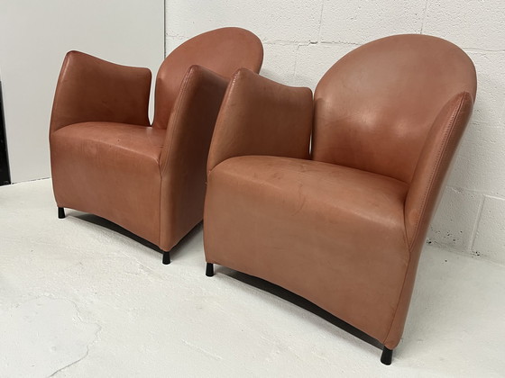 Image 1 of Set Of 2 Postmodern Leather Armchairs