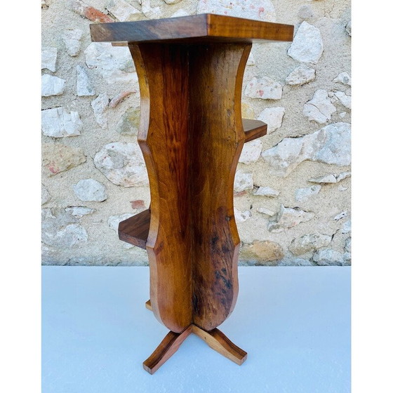 Image 1 of Vintage art deco walnut plant stand, 1940