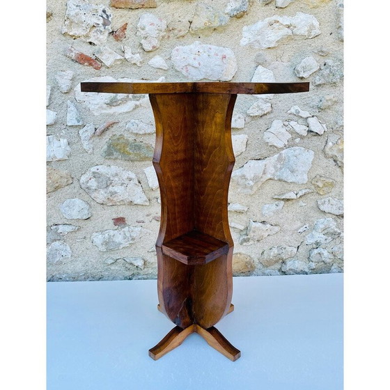 Image 1 of Vintage art deco walnut plant stand, 1940