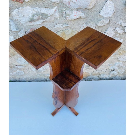 Image 1 of Vintage art deco walnut plant stand, 1940