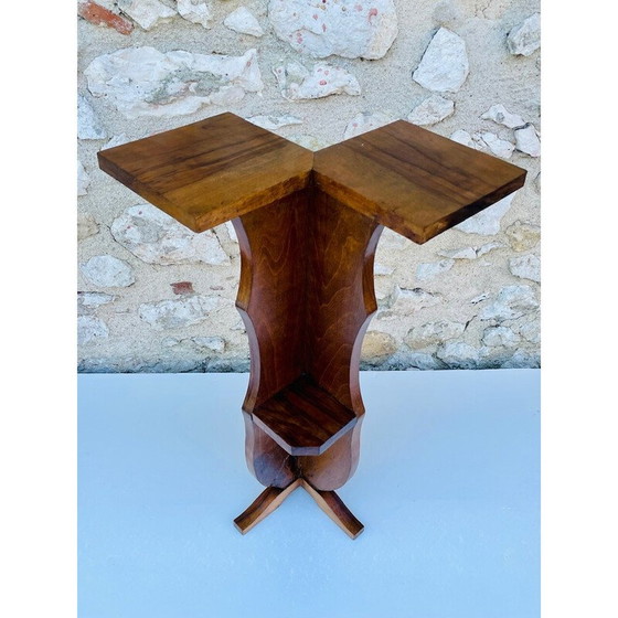 Image 1 of Vintage art deco walnut plant stand, 1940