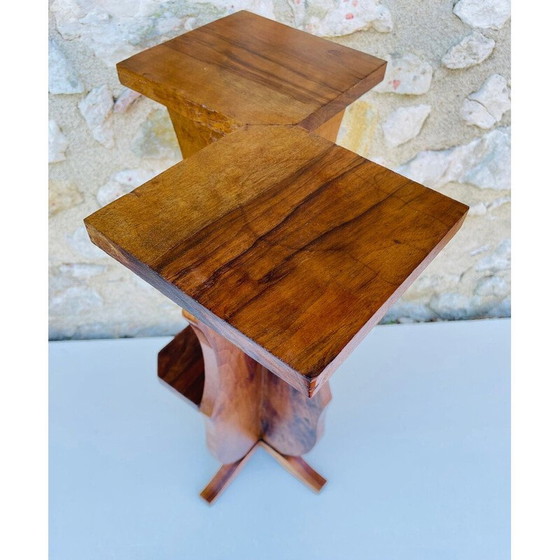 Image 1 of Vintage art deco walnut plant stand, 1940
