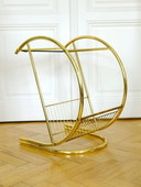 Vintage 70S Side Table, Brass And Smoked Glass