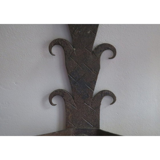 Image 1 of Pair of vintage patinated wrought iron wall lamps, 1960