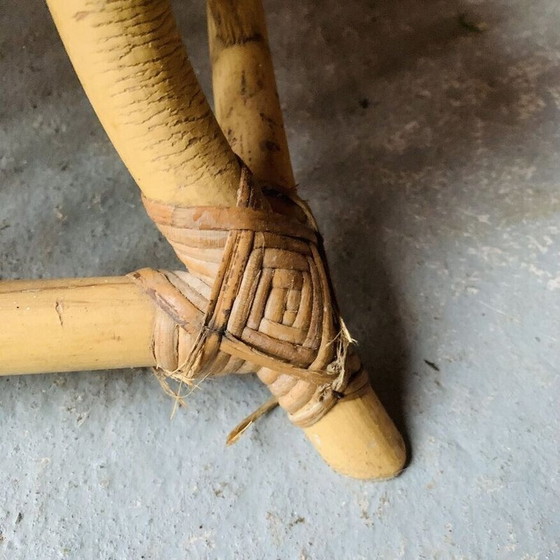 Image 1 of Rattan and glass vintage shelf