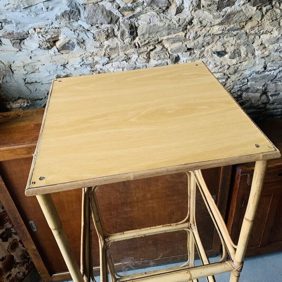 Image 1 of Rattan and glass vintage shelf