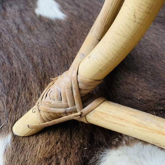 Image 1 of Rattan and glass vintage shelf