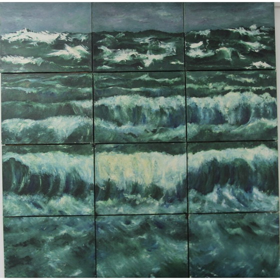 Image 1 of Vintage oil on paper "Interior Territory" by Elodie Huré