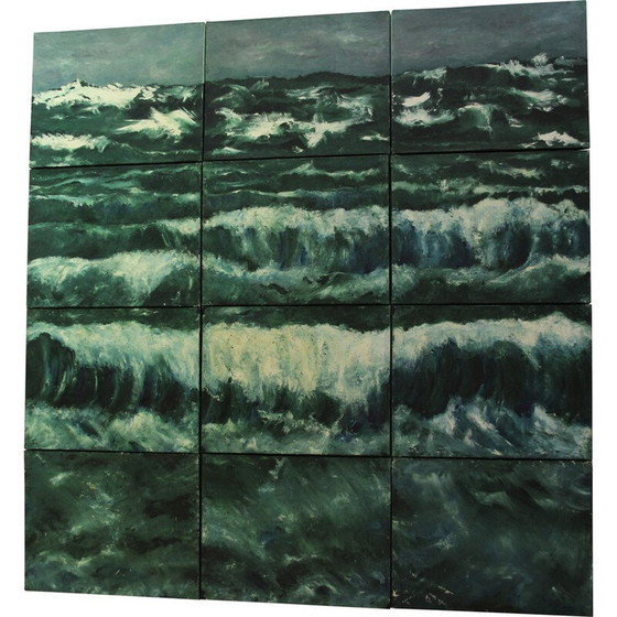 Image 1 of Vintage oil on paper "Interior Territory" by Elodie Huré