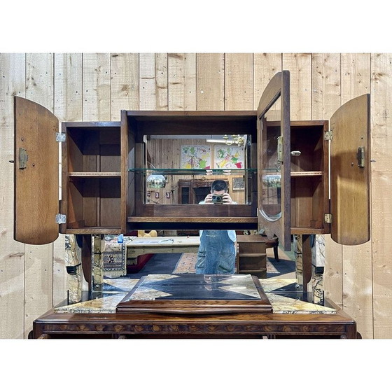 Image 1 of Vintage Art Deco sideboard in oak and marble