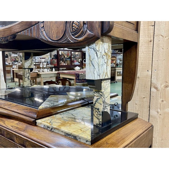 Image 1 of Vintage Art Deco sideboard in oak and marble