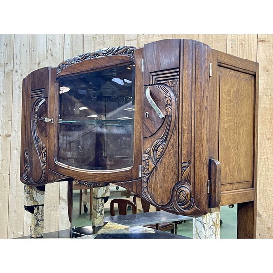Image 1 of Vintage Art Deco sideboard in oak and marble